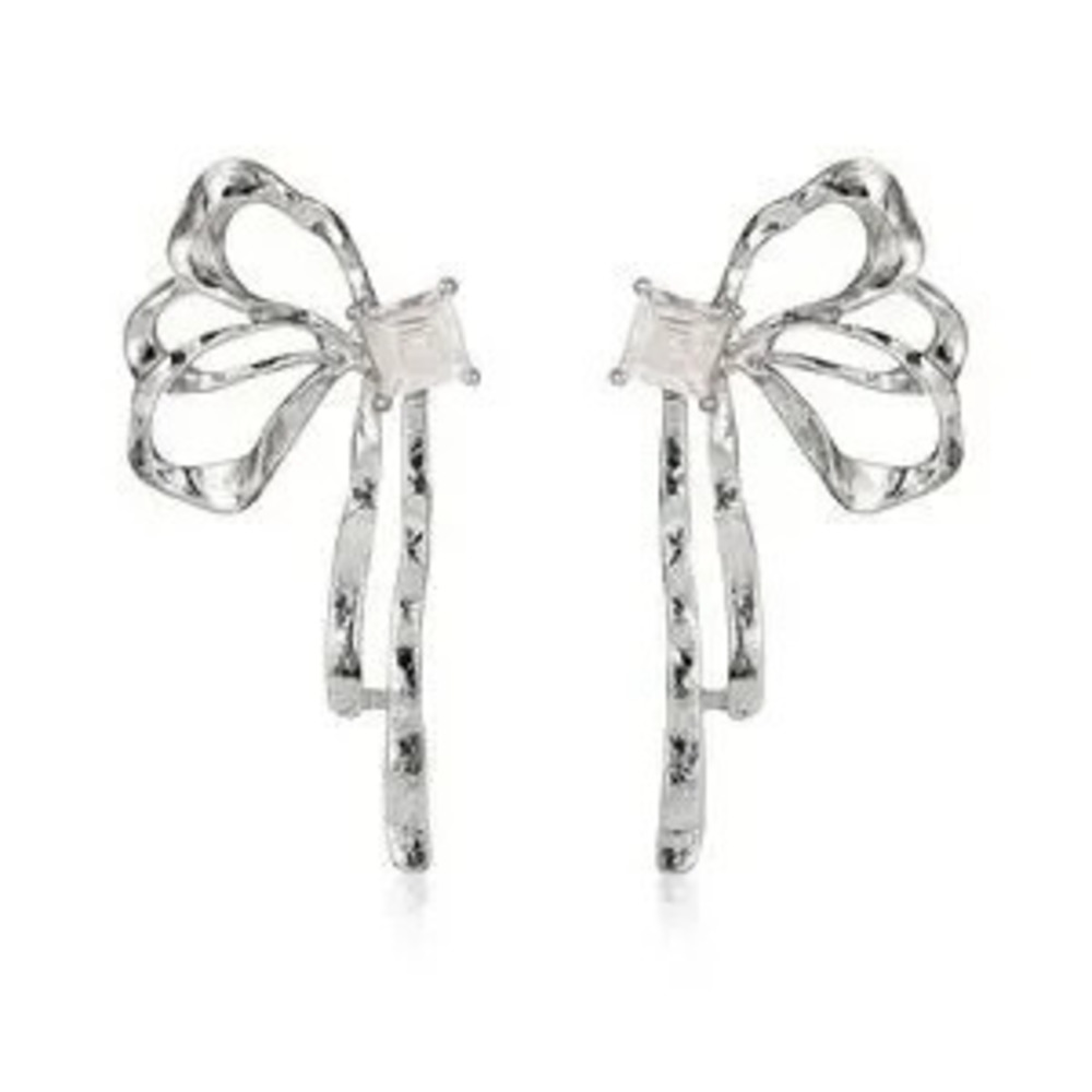 Silver Earrings with Pink Accents